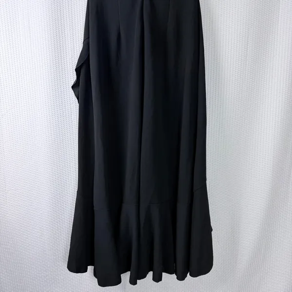 Black Sleeveless Wrap Midi‎ Dress Ruffle Hem Size L Feminine Party Formal Chic - Image 13
