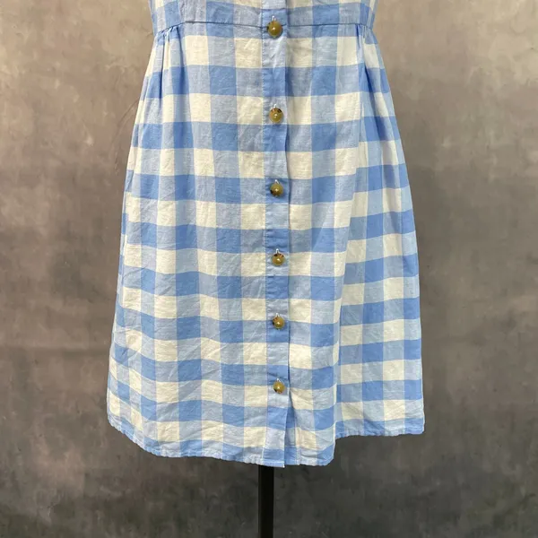 J‎ Crew Womens Gingham Button Front Dress Size 6 Linen Blend Summer Coastal - Image 5