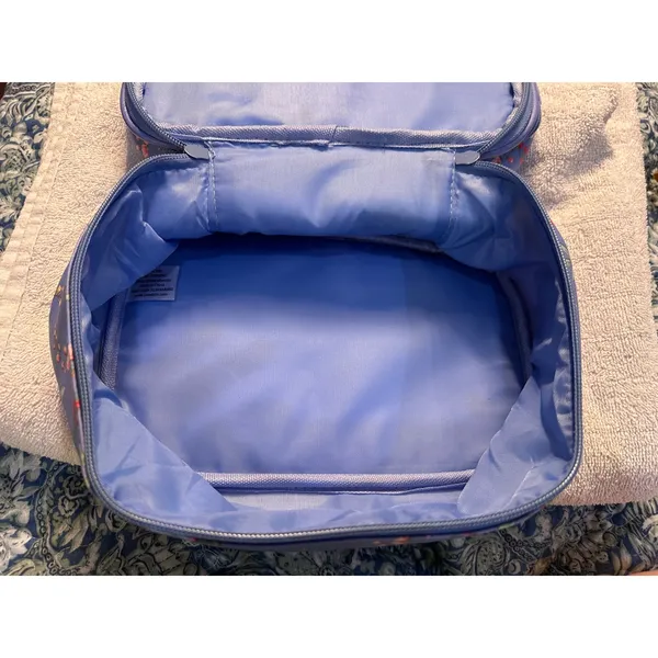 Yumi Kim Floral Makeup Bag Blue Double Tiered Travel Cosmetic Vanity Case - Image 6