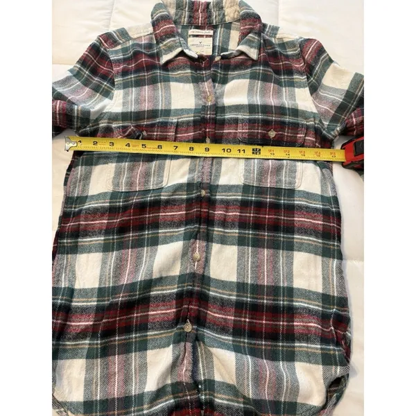 American Eagle Flannel Shirt Womens Medium M green red black Ahh Mazingly Soft - Image 6