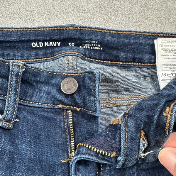 Old Navy Jeans Womens 00 Mid Rise Super Skinny Dark Wash Denim Pants Stretch - Image 3
