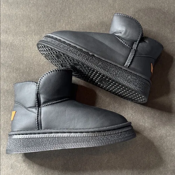 Women’s Black Mini Platform Ankle Boots Faux Fur Lined Size 7.5 (EU39) NEW - Image 3