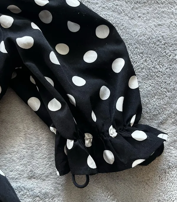 2Bella Polka Dot Blouse with Puff Sleeves Black - Image 3
