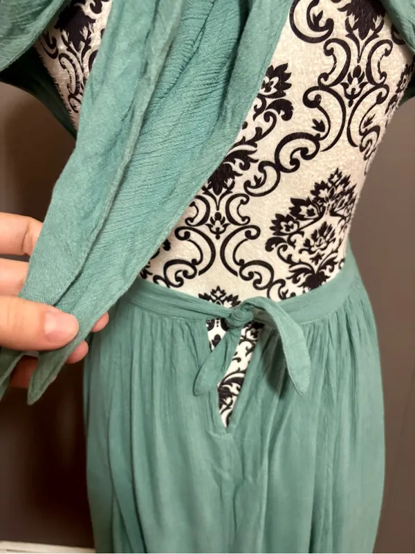 FREE PEOPLE Teal Maxi Dress with Bust Tie - Image 3
