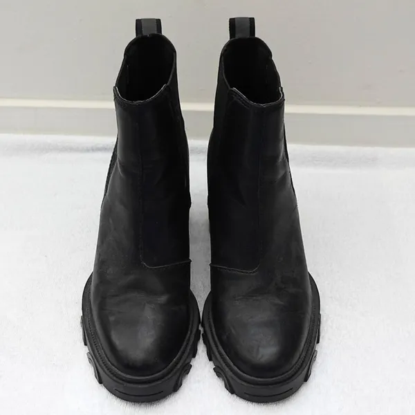 Sorel Brex Black&White Leather Chunky Block Heel Chelsea Boots Size US Women's 6 - Image 2