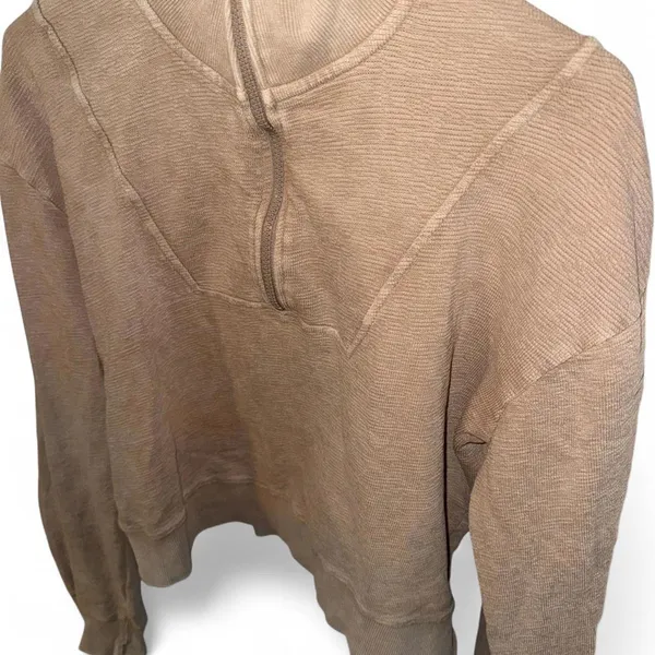 Mono b Half-Zip Jacquard Mineral-Wash Pullover With Tall Collar - Image 3