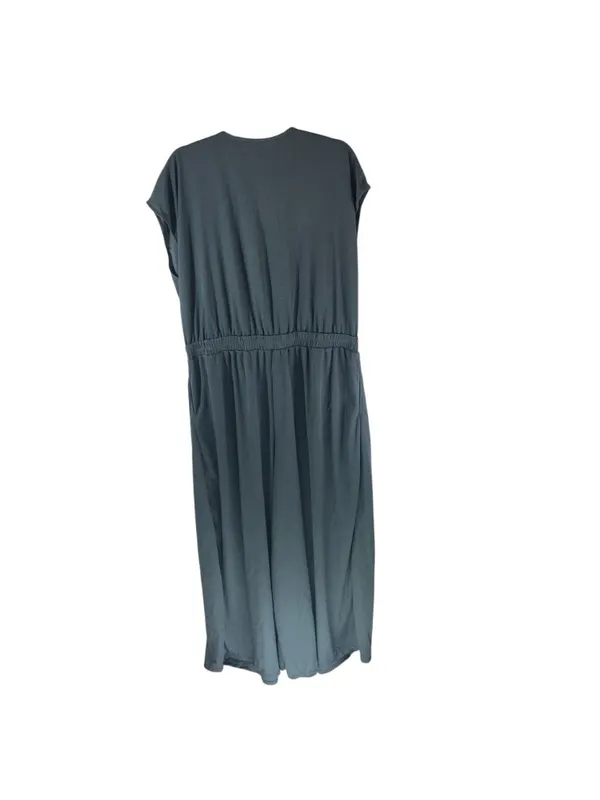 Halara V Neck Short Sleeve Side Pocket Wide Leg Flowy Waffle Jumpsuit Gray 1X - Image 4