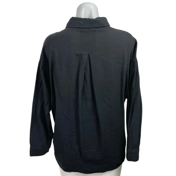 Topshop Womens Black Oversized Relaxed Long Sleeve Boyfriend Button Down Shirt 2 - Image 3