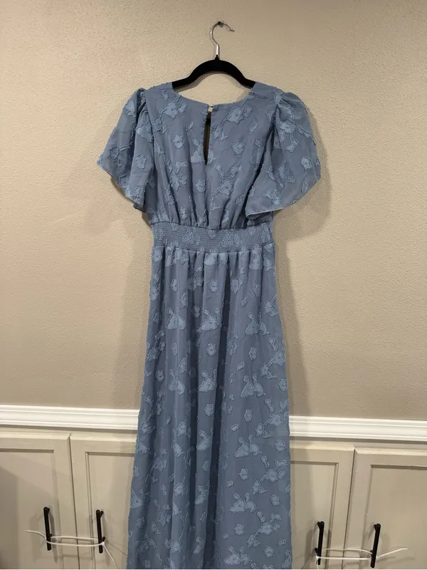 Baltic Born Smocked Waist Blue Floral Maxi Dress - Image 6