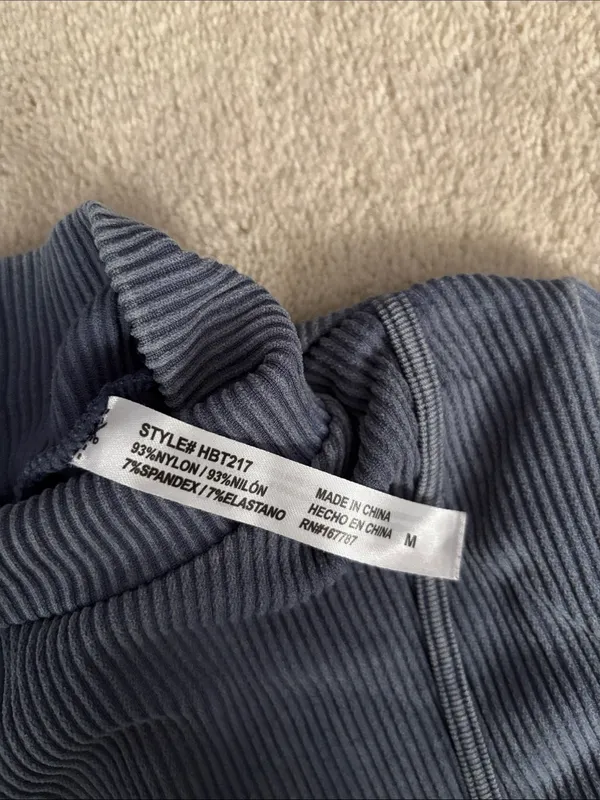 Hunter & Brown Ribbed Mock Neck Top Blue Size M - Image 4