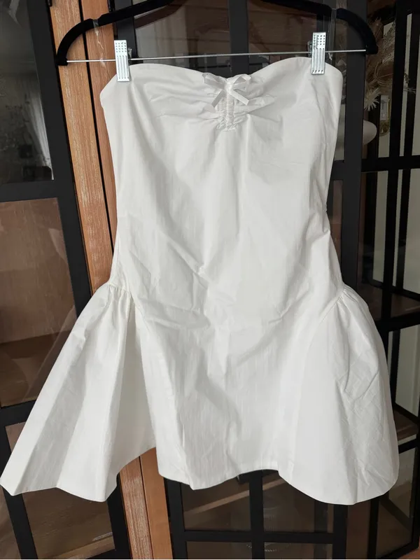 NWT Peppermayo Lucille Mini Dress strapless White bride engagement bow - Image 2