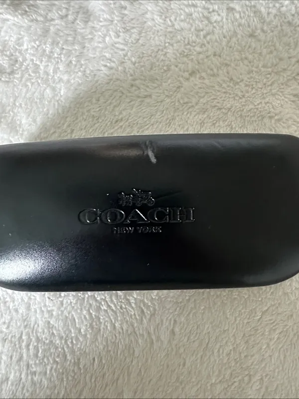 Coach Black Eyeglass Case with Gold Logo Interior - Image 3