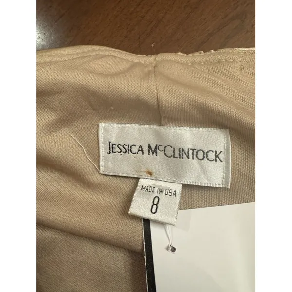Jessica McClintock Gold Halter Evening Gown Dress Size 8 Ruched Wedding - Image 12