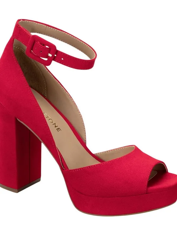 Sun Stone Block Heel Platform Sandals with Ankle Strap 10018613300 Red Micro 10M - Image 7