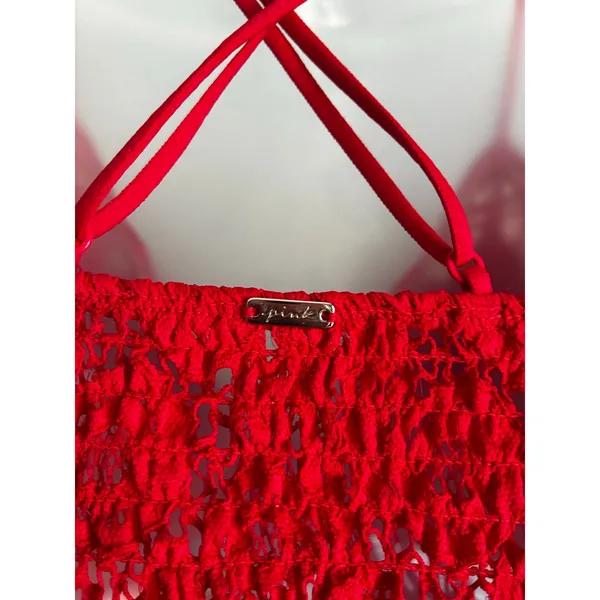 Victoria's Secret PINK Bralette Red Lace Lined Stretchy Pullover Small - Image 4