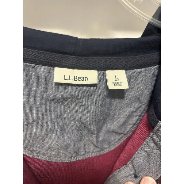 L.L. BEAN WOMEN'S LONG SLEEVE PULLOVER HOODIE With LOGO 4 Button SIZE LARGE - Image 2
