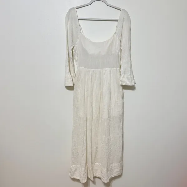 Free People Gauzy Beach Midi Dress Coverup Kelsie Ivory Size Medium Boho - Image 3