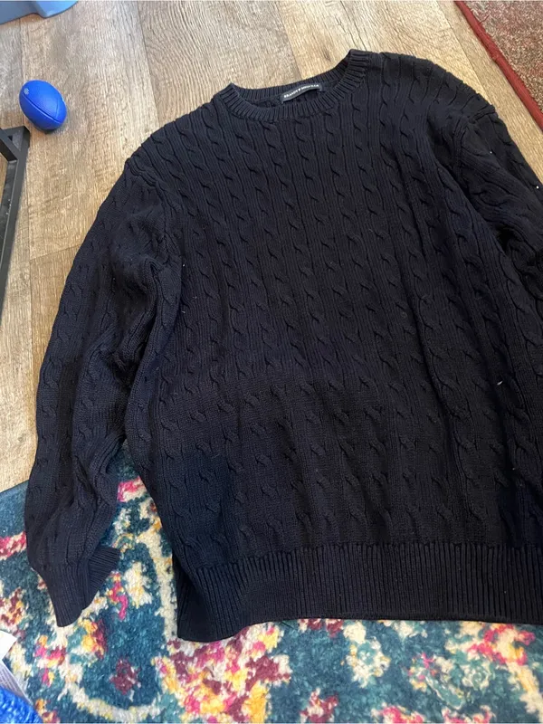 Brandy Melville navy Cable-Knit Crewneck Sweater - Image 6