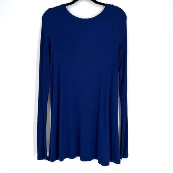 Free‎ People Women's January Ribbed Scoop Neck Long Sleeve Tunic Top Navy Medium - Image 4