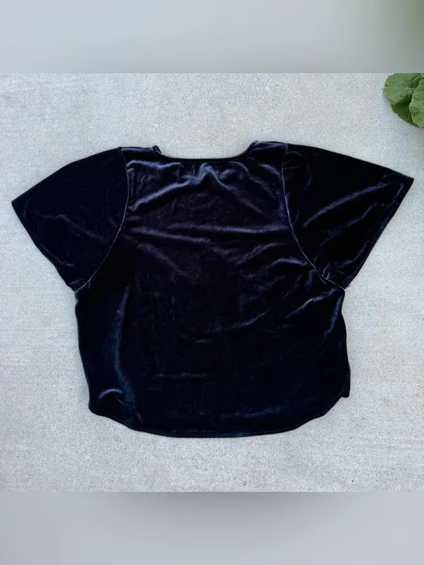 Madewell Midnight Blue Velvet Blouse Shirt Balletcore Women’s Size Small - Image 5