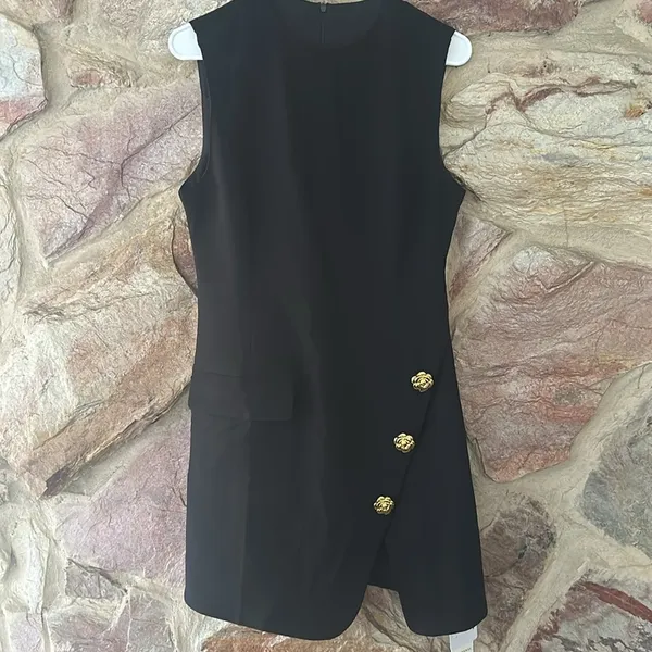 Commense Golden Rose Button Pocket Split Dress size L Black Size L - Image 3