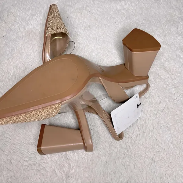 Zara nude/clear pvc straw detail slingback sandals size 6 - Image 4