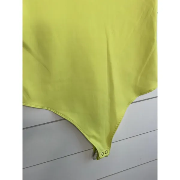 Good American Yellow V Neck Sleeveless Snap Closure GR4850 Bodysuit Large - Image 5
