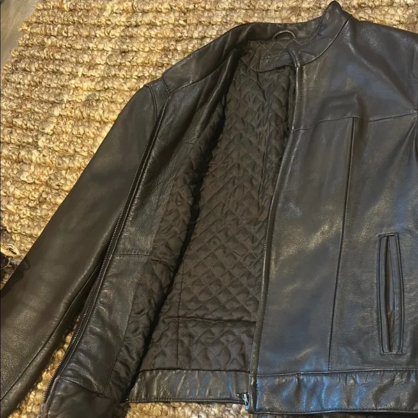 Ritz USA Vintage Brown Leather Moto Jacket Size Medium - Image 9