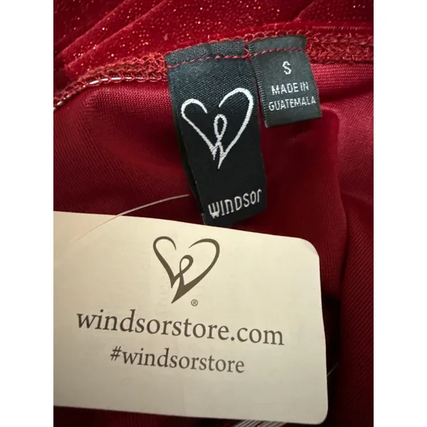 NEW Windsor Red Sleeveless Cowl Neck Glitter Cami Slit Tank Slip Midi Dress S - Image 5