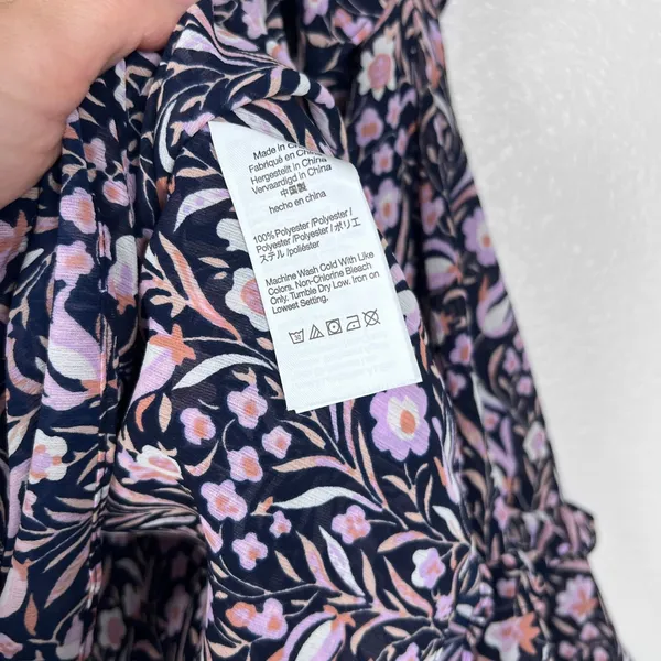 J. Crew Women's Ruffle Crinkle Chiffon Floral Blouse Sz XS - Image 6