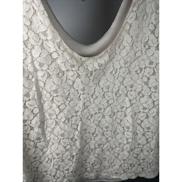 Banana‎ Republic Medium Womens Lace Tank Top Ivory Scoop Neck Cottagecore - Image 13