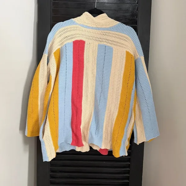 Judith March Colorful Striped Knit Sweater Cardigan Women’s Size M - Image 2