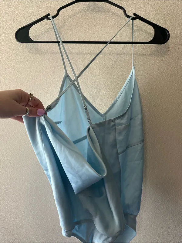 NWT Abercrombie and Fitch light blue satin bodysuit cowl back size XS 645841229 - Image 3