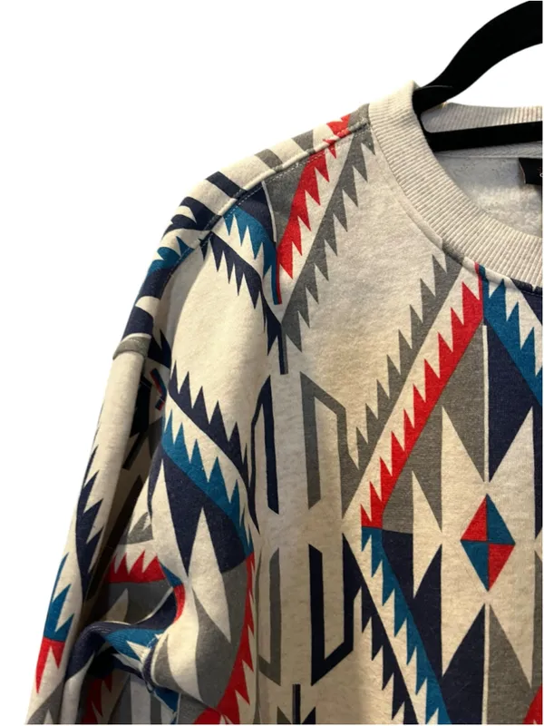 Ariat Cropped Chimayo Grande Print Sweatshirt Size L Southwestern Boho Aztec - Image 7
