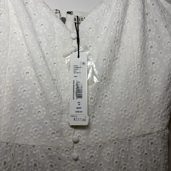 Alice+Olivia SHANTELLA TIERED BUTTON MAXI DRESS in Off White 10 Rush Sorority - Image 9