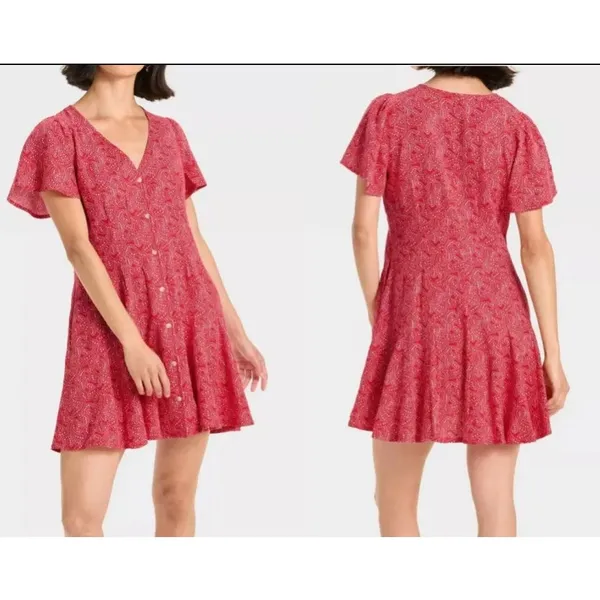 Universal Threads Women's Red Babydoll Mini Dress Linen Blend XL - Image 7
