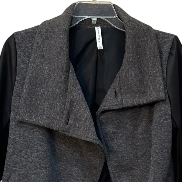 Fabletics Milano Coat Faux Leather Sleeve Size‎ Large Black Winter Lightweight - Image 3