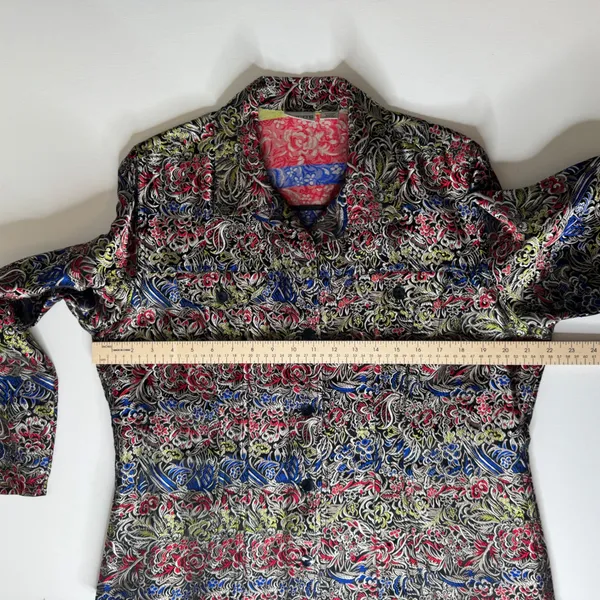 Chicos Floral Silk‎ Button Down Jacket Shirt Sz 2 Large Colorful Boho Maximalist - Image 8