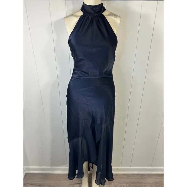 En Saison Hudson Midi Cocktail Wedding Guest Dress in Navy Blue size L NWOT - Image 3