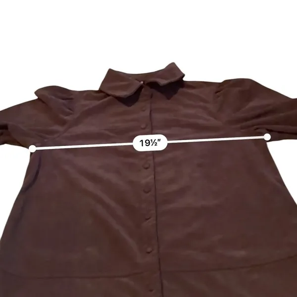 7‎ For All Mankind Corduroy Shirt Dress M Brown Puff Sleeve Button Front Midi - Image 5