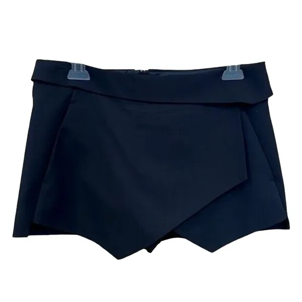 Zara Symmetrical Wrap Style Envelope City Skort Pockets Back Zipper S Black - Image 2