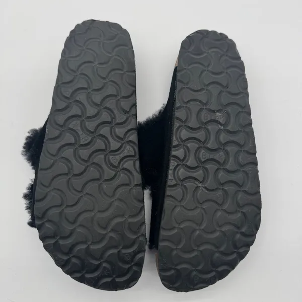 Birkenstock Arizona Shearling Lined Black Suede Fur Slide Sandals EU 38 US 7 7.5 - Image 5