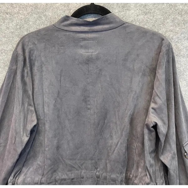 KUT FROM THE KLOTH Dianne Jacket Women Large Gray Faux Suede Drape Front Cinch‎ - Image 13
