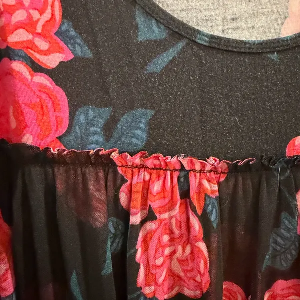 Matilda Jane Black Floral Babydoll Tunic with Pink Roses - Image 4
