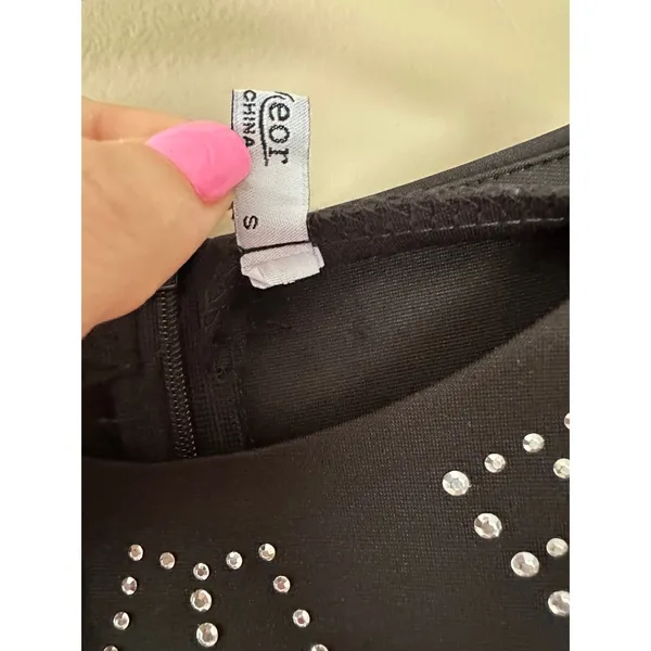 Meaneor Black Long Sleeve Embellished Cocktail Dress - Image 4