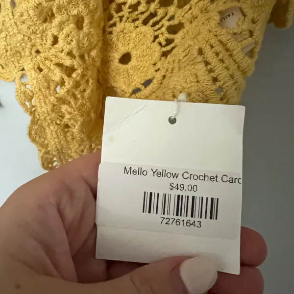 Do Everything In Love NEW NWT Yellow Eyelet Crochet Sweater - Image 8