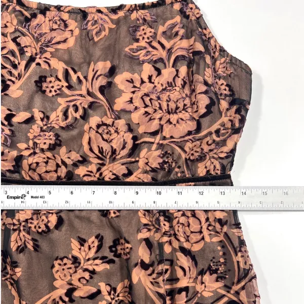 Dress‎ Forum LA Floral Burnout Velvet Midi Dress Brown Lace Up Back Medium EUC - Image 8