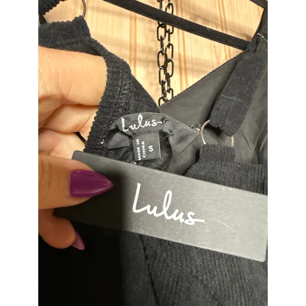 NWT Lulus Certainly the Sweetest Black Corduroy Button-Front Midi Dress Size S - Image 7