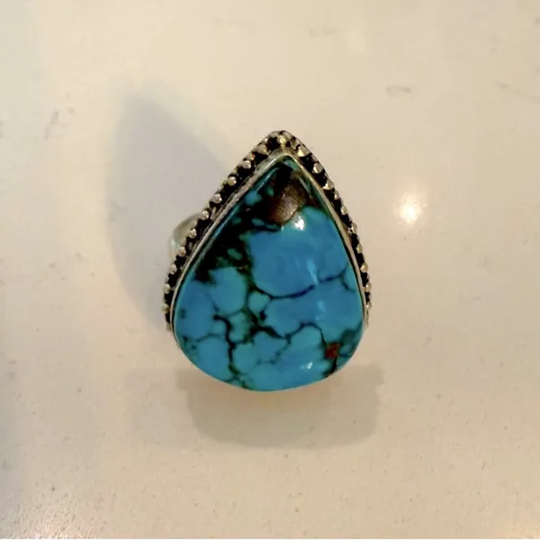 Turquoise Teardrop Ring size 9 Blue - Image 5