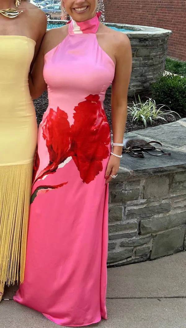 FashioNova Halter Satin Maxi Dress - Image 5